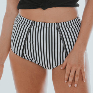 Beach Bum Bottom | Black & White Thin Stripes | Final Sale