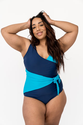 Palm Beach One Piece | Navy Aquamarine