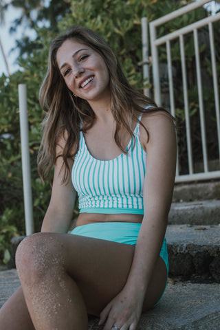The Lounger Top | Mint & White Stripes | Final Sale
